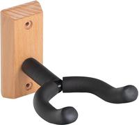 Classic Cantabile Soporte de pared para guitarras madera, compatible con instrumentos de cuerda comunes, base de madera, horquilla giratoria y acolchada, apto para cabezas asimétricas.