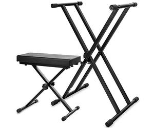 Classic Cantabile Soporte de teclado doble + Banqueta lujo (De luxe)