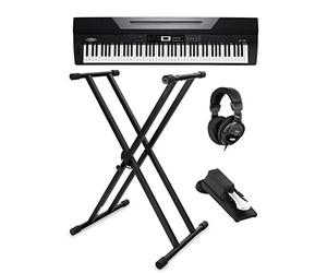Classic Cantabile SP-150 BK Stagepiano SET: 88 teclas soft-touch, sensibilidad táctil, MIDI, USB, función acompañamiento. Incluye soporte, auriculares, pedal, atril y fuente de alimentación. Negro.