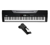 Classic Cantabile SP-150 BK Stagepiano SET con pedal (88 teclas soft-touch, sensibilidad táctil, MIDI, USB, grabación, acompañamiento, atril, fuente y pedal sustain) negro.