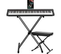 Classic Cantabile SP-316 Stage Piano - 88 teclas con mecanismo de martillo ponderadas, audio BT y MIDI, polifonía 128 voces; incluye soporte y banqueta. Para clases, ensayos y actuaciones. Negro