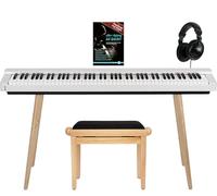Classic Cantabile SP-316 Stage Piano Home Set: 88 teclas contrapesadas (acción de martillo), muestreo DAAS, polifonía 128, Bluetooth Audio/MIDI; incluye soporte, banco, auriculares y método. Blanco