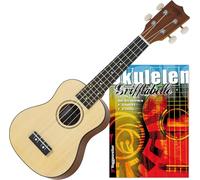Classic Cantabile Ukulele Sopran Natural Set inkl. Grifftabelle - Mensura: 34 cm - 15 trastes - Mecánicas suaves - Cuerdas de nylon - Tamaño compacto - Set inkl. Grifftabelle