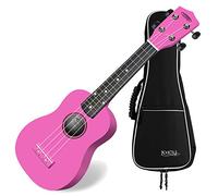 Classic Cantabile US-100 Set Soprano Ukulele - para principiantes, con cuerdas de nylon y funda. Instrumento hawaiano fácil de tocar para viajes, ocio, clases y camping. Color: rosa