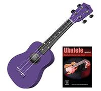 Classic Cantabile US-100 Set Ukulele Soprano para principiantes con cuaderno de aprendizaje. Instrumento hawaiano ligero, cuerpo de tilo, mástil de arce, 15 trastes. Ideal para viajes. Violeta