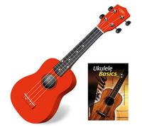 Classic Cantabile US-100 Soprano Ukulele Set - Ukulele Para Principiantes Con Cuadernillo - Ligero Instrumento Hawaiano Con Cuerpo De Tilo, Mástil De Arce Y 15 Trastes Para Viaje Y Ocio - Rojo