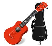 Classic Cantabile US-100 Ukulele Soprano Set - ukulele para principiantes con cuerdas de nylon y funda. Fácil de tocar para viajes, ocio, clases y camping. Rojo.
