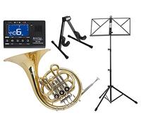 Classic Cantabile WH-701L Trompa Bb para Niños Set (afinación en Bb, ideal para 9-14 años, tubo de boquilla: latón dorado, in stuche ligero, atril, afinador/metrónomo y soporte para trompa)