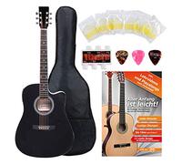Classic Cantabile WS-10BK-CE Guitarra Western Dreadnought Cutaway 6 cuerdas, 20 trastes, con pickup. Incluye accesorios, funda, libro de partituras, cuerdas y púas. Color negro.