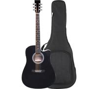 Classic Cantabile WS-10BK-CE Guitarra Western Set de funda - Estilo Dreadnought con cutaway - Tapa, fondo, aros: tilo laminado - Pastilla - EQ de 3 bandas - Afinador - incluye funda - Negro