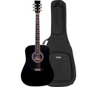 Classic Cantabile WS-10BK-LH Guitarra Western - Modelo Para Zurdos - Set Con Funda - Estilo Dreadnought - negro - con pickup, EQ y afinador incorporado - incluye funda blanda