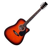 Classic Cantabile WS-10SB-CE Guitarra Western sunburst con pickup | Estilo dreadnought con cutaway, 6 cuerdas, 20 trastes, Cejuelas: alpaca, Tapa, fondo y aros: tilo laminado, Mástil: abedul