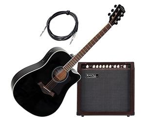 Classic Cantabile WS-20 BK "Songwriter Pro" Set - guitarra western con pastilla - negro - amplificador acústico de 2 canales con 30 vatios - cable