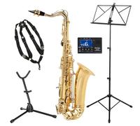 Classic Cantabile Youngstar AS-420 Set de Saxofón Alto para niños, con mecánica adaptada y llaves cercanas. Incluye atril, boquilla, correa infantil, metro-tuner y soporte para saxofón.