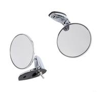 Classic Car Silver Retro Round Front Rear View Mirror Stainless Steel | Stainless steel build, silver retro look, wide angle view, fits classic cars, weather resistant