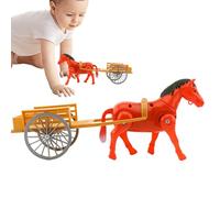 Classic Cart Toy - Horse Drawn Carriage for Kids Room | ABS Build with Retro Running Design, 30x12cm Compact Size, Two AAA Battery Powered, Bookshelf Ornament Nursery Daycare Kindergarten