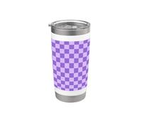 Classic Checkered Checker Checkerboard Purple Pattern Vaso térmico de acero inoxidable de doble pared