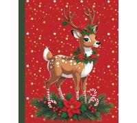 Classic Christmas Reindeer Composition Notebook: A Festive Holiday Journal for Women and Teens featuring an Elegant Deer with Poinsettias, Holly, and Candy Canes - 110 Wide Ruled Pages