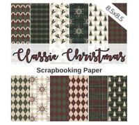 CLASSIC CHRISTMAS: Scrapbooking paper | Xmas tartan and checkered patternes decorative papers set in green and red | Cozy Christmas tree craft paper ... junk journals, collage, scrapbooks, and more