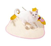 Classic Design Sisal Cat Scratch Mat, Cat Scratching Pad, Natural Cat Scratcher, Hangable Cats Scratch Mat 60x50cm for Pet Cats, Home, Living Room, Bed Room, Indoor, Yellow Color