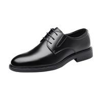 Classic Dress Oxford Shoes for Men Italian Leather Lace-up Breathable Business Tuxedo Wedding Anti-Slip Rubber Sole Block Heel Formal(38 EU)