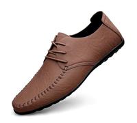 Classic Dress Oxford Shoes for Men Luxury Leather Lace-up Brogue Non Slip Rubber Sole Block Heel Business Shoes(Brown,41 EU)