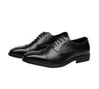 Classic Dress Shoes for Men Italian Leather Lace-up Cap Toe Anti-Slip Casual Formal Shoes for Wedding and Prom(Noir,42 EU)