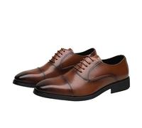 Classic Dress Shoes for Men Italian Leather Lace-up Cap Toe Anti-Slip Casual Formal Shoes for Wedding and Prom(Brown,41 EU)