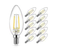 Classic E12 Led Candelabra Light Bulb, Equivalent 40w, Warm White 2700k, Filament Clear Glass, Non-dimmable, Pack Of 10