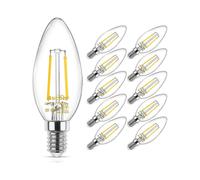 Classic E12 Led Candelabra Light Bulb, Equivalent 40w, Warm White 2700k, Filament Clear Glass, Non-dimmable, Pack Of 10