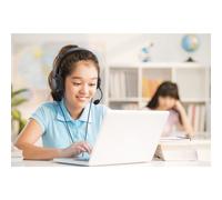 Kensington Classic EQ - Auriculares USB-C con micrófono y Control de Volumen, Cable Trenzado de Nailon de 1,8 m, para Escuela, niños, Adultos, Diadema Acolchada Ajustable, Color Negro (K97464WW)