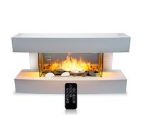 Classic Fire Chimenea Eléctrica, Toronto, 230V/2000W, con Mando a Distancia, Efecto Llama LED, Blanca