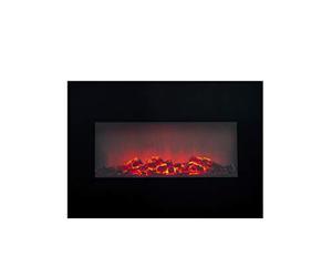 Classic Fire Memphis Chimenea Eléctrica - Chimenea Decorativa con Calefacción, Mando a Distancia y Temporizador - Estufa Eléctrica De Pared con Llama LED - 1800W - Negra