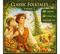 Classic Folktales Grayscale Coloring Book Volume 2: 30 Timeless Fairy Tales with Story Summaries, Moral Lessons, and Vintage Grayscale Illustrations for Relaxing Coloring