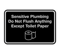 Classic Framed Sensitive Plumbing Do Not Flush Anything Except - Cartel de papel higiénico (negro/plata), tamaño pequeño