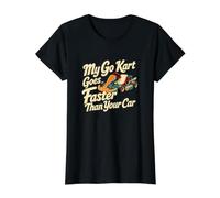 Classic Go Kart Racing Driver My Go Kart va más rápido Que Camiseta gráfica económica, Mujer, Negro, L