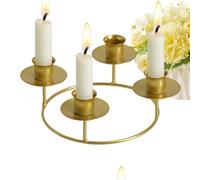 Classic Gold Holders - Round Metal Stand for Advent Wreath | Iron Build with Polished Finish, Ring Candle Display, Elegant Table Decor, Kitchen Living Room Bedroom Farmhouse Restaurant Party