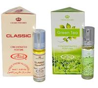 Classic & Green Tea Concentrated Perfume Oil Pack of 2 | Long-Lasting Alcohol-Free Attar | 6ml Roll-On for Men & Women