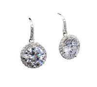 Classic high-end light luxury round earrings for women micro inlaid diamonds sparkling earring daily gift
