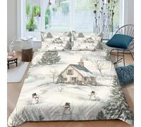 Classic holiday Funda de Edredón Microfibra Suave Tres Piezas Estampado 3D Cremallera Oculta Classic holiday Funda Edredon con Fundas de Almohada Antialérgica Suave for niños Double（200x200cm）