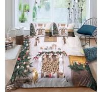 Classic holiday style Funda Edredon Microfibra Suave Juego de 3 Piezas Estampado 3D Classic holiday estilo Funda de Edredón con Funda de Almohada Antibacteriana for Adultos Double（200x200cm）