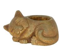 Classic Home and Garden Cement Buddies - Maceta para Interiores y Exteriores con Agujero de Drenaje, Gato Durmiente, Color marrón óxido, Grande, 21,6 cm