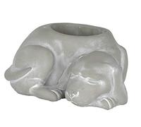 Classic Home and Garden Cement Buddies - Maceta para Interiores y Exteriores con Orificio de Drenaje, Perro Dormido, pequeña, Gris Natural, 7 Pulgadas