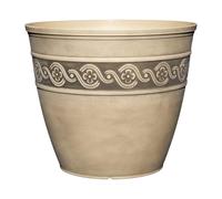 Classic Home & Garden Maceta clásica para el hogar y el jardín, Piedra de Resina, Color Ceniza Marfil, Redonda de 10 Pulgadas