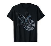 Classic Huginn Muninn Celtic Viking Brújula Vegvisir Camiseta