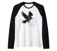 Classic Huginn Muninn Celtic Viking Brújula Vegvisir Camiseta Manga Raglan