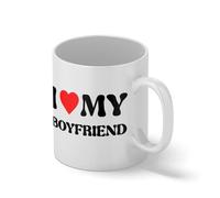Classic I Heart My Boyfriend Mug - Funny Girlfriend Novelty Tea Cup - Valentines Day Relationship Gift Blanco taza Mug