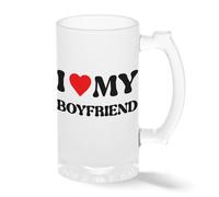 Classic I Heart My Boyfriend Mug - Funny Girlfriend Novelty Tea Cup - Valentines Day Relationship Gift Transparente taza de Stein de la cerveza 0.5L