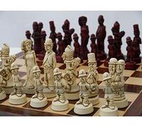 Classic Movie/Film Stars Ornamental Chess Set by Berkeley Chess (in Cream and Red, Chessboard Not Included)