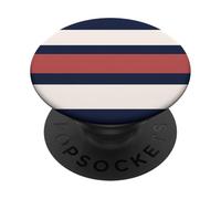 Classic Navy Red White Horizontal Stripes Chic Pattern PopSockets PopGrip Adhesivo